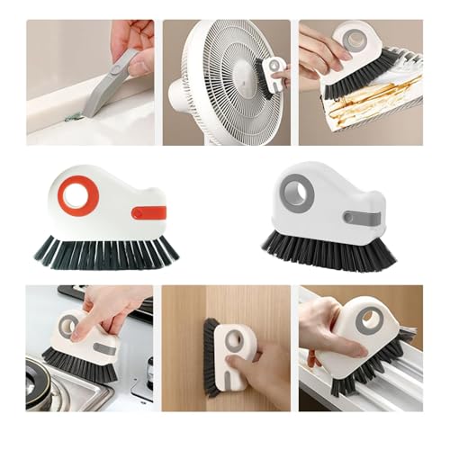 2 in 1 Groove Cleaning Brush Window Track Cleaning Tools, 2024 New Multifunctional Hard Bristle Crevice Cleaning Brush with Hidden Scraper, for Sliding Door Track Window Sill Deck Crevice (B-Grey) - color: B-grey