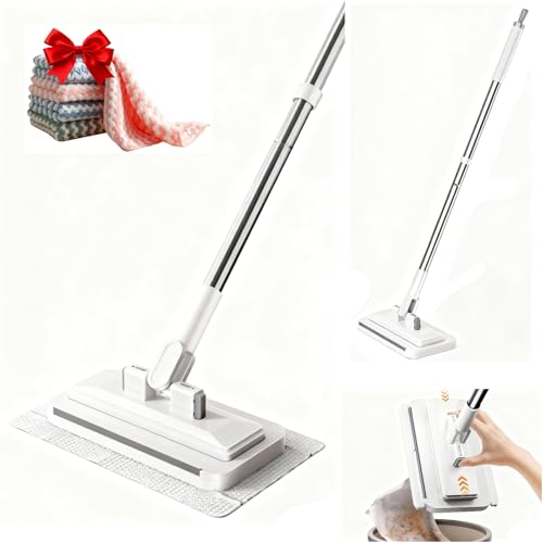 No-Touch Disposable Dust Mop with 5 Reusable Cloths, Mini Lazy Mop Wet and Dry Sweeper, Hands-Free Press Lock Flat Mop for Small Spaces, 1 Second Installation - color: 1 Pack With 5 Reusable Cloths