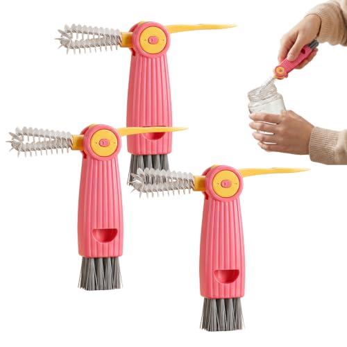 3 in 1 Cup Lid Cleaning Brush, 2026 New 3 in 1 Multifunctional Cleaning Brush Portable Cup Lid Cleaner, Cup Lid Gap Cleaner HomeKitchen Gadgets - color: Red *3