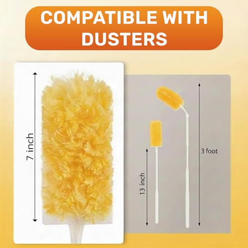 Heavy Duty Duster Refills 30 Pack, 360° Multi Surface Feather Dusters Kit with Extendable 3FT Handle, Disposable Microfiber Dusters for Cleaning Furniture, Blinds, Ceiling Fan & Car