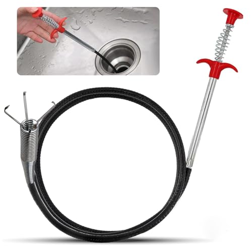 79 Inch Drain Snake Clog Remover Tool, 4-Claw Flexible Grabber for Hair in Toilet, Sink, Shower, Kitchen, Bath Tub & Sewer Drain Unclog (Black)