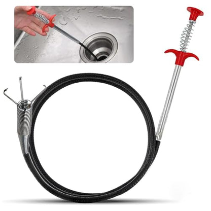 79 Inch Drain Snake Clog Remover Tool, 4-Claw Flexible Grabber for Hair in Toilet, Sink, Shower, Kitchen, Bath Tub & Sewer Drain Unclog (Black)