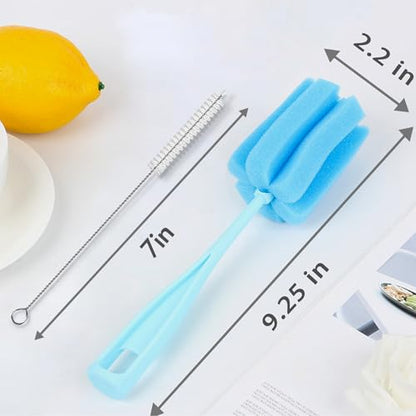8PCS Bottle Brush Sponge Cup Brush with Straw Brushes Long Handle Cleaner Brush for Baby Bottle Glasswares Mugs Cups Kitchen Clean (4 Bottle Brushes + 4 Straw Brushes) - color: 4 Pcs + 4 Straw Brushes