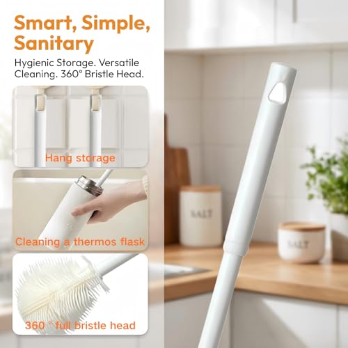 360° Flexible Silicone Bottle Brush, 2026 New Bottle Cleaner Brush with Long Handle, Water Bottle Cleaner, Deep Cleaning for Baby Bottles,Glassware, Narrow Neck Containers (2pcs) - color: 2pcs