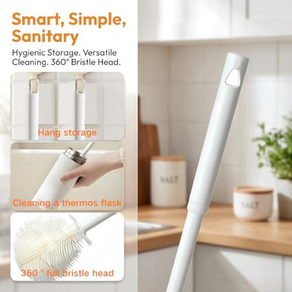 360° Flexible Silicone Bottle Brush, 2026 New Bottle Cleaner Brush with Long Handle, Water Bottle Cleaner, Deep Cleaning for Baby Bottles,Glassware, Narrow Neck Containers (1pcs) - color: 1pcs