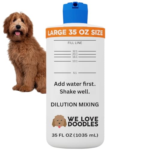 Dilution Bottle for Dog Shampoo, Mixing Bottle for Professional and Home Grooming, for Shampoo, Conditioner, and Solutions, Unscented, 35 oz (1 Pack) [We Love Doodles] - color: Pack of 1