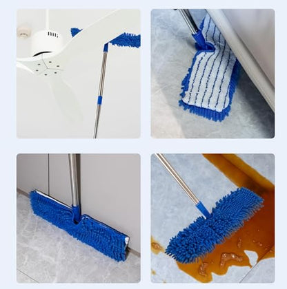 Microfiber Mops for Floor Cleaning, Dual-Sided Flip Mop for Wet & Dry Use, Adjustable Stainless Steel Handle (30.7"-56.7"),Suitable for Hardwood Floors, Laminate Floors, Kitchens and Tiled Surfaces