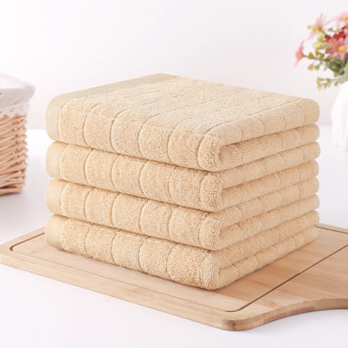 Homaxy 100% Cotton Terry Kitchen Towels(Apricot, 13 x 28 inches), Checkered Designed, Soft and Super Absorbent Dish Towels, 6 Pack - color: Apricot, size: 13 X 28 - 6 Pack
