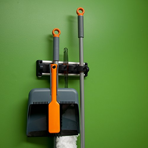 Casabella Grook 13.5" Wall-Mount Broom and Mop Holder, Medium - size: Medium