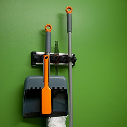 Casabella Grook 13.5" Wall-Mount Broom and Mop Holder, Medium - size: Medium