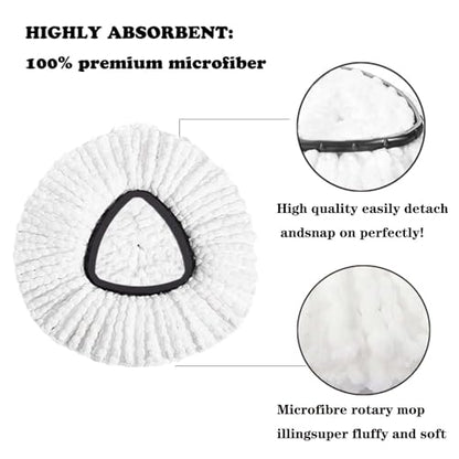 4 Pack Mop Replacement Heads for O-Ceda Mop Replace Head Spin Mop Heads Replacements, Microfiber Spin Mop Refills, Easy Cleaning Mop Head Machine Washable - color: #2 White