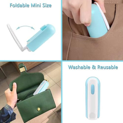 Reusable Washable Lint Roller 4 Pack, Sticky Gel Lint Rollers, Cat Dog Pet Hair Lint Remver Cleaner for Clothes, Carpet, Travel, 2 Large Roller with Dust Cover and 2 Mini Portable Small Lint Brush - size: 2 Large+2 Mini