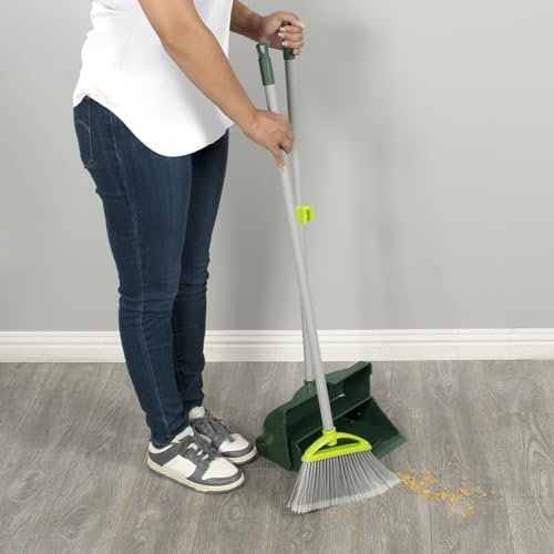 Pine-Sol Broom and Dustpan Set for Home - Both Indoor, Outdoor and Wet or Dry Use – Upright Standing Combo with Adjustable Handle for Comfort (Pack of 2)