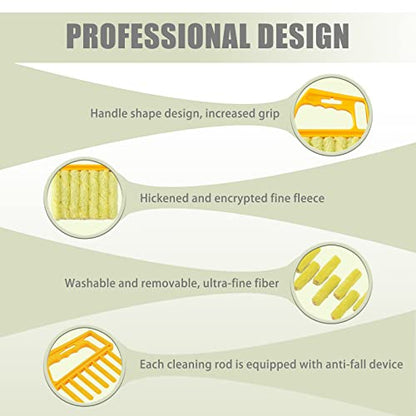 Blind Cleaner Brush Washable Window Mini Duster Cleaning Tool with 7 Removable Microfiber Sleeves Blinds Cleaners Tools for Vinyl Windows Handheld Vacuum Duster Limpiador de Persianas