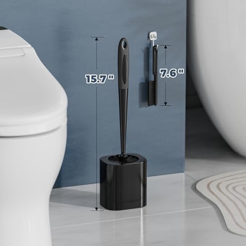 Holaloha Toilet Brush, 4 Pack Toilet Brush and Holder Set Bathroom Accessories, Toilet Bowl Brush and Holder with 4 Crevice Brush for Bathroom, Toilet Scrubber Brush, Black - color: Black