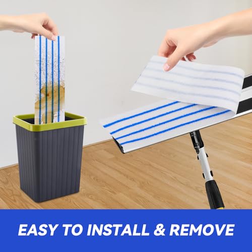 Replacement Disposable Microfiber Pad Fit for Rubbermaid Quick Connect Mop System - 50 Pack Wet & Dry Commercial Cleaning Refills with Scrubbing/Scouring Stripes Fit for Any Flat System 17 and 18 Inch - color: 18 Inch-50pack-blue&white-disposable