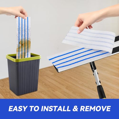 Replacement Disposable Microfiber Pad Fit for Rubbermaid Quick Connect Mop System - 30 Pack Wet & Dry Commercial Cleaning Refills with Scrubbing/Scouring Stripes Fit for Any Flat System 17 and 18 Inch - color: 18 Inch-30pack-blue&white-disposable