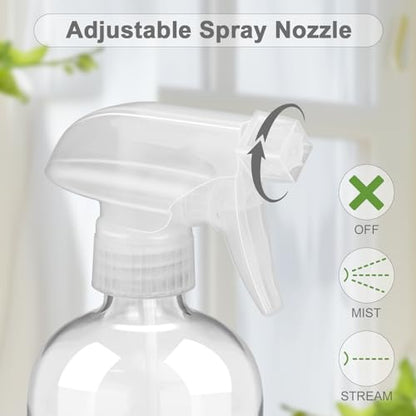 Worldgsb 2 Pack Glass Spray Bottles with Silicone Sleeve, 16 oz Empty Refillable Containers with Adjustable Spray Nozzles, Spray Bottles for Hair, Cleaning Solutions and Plants White - color: White