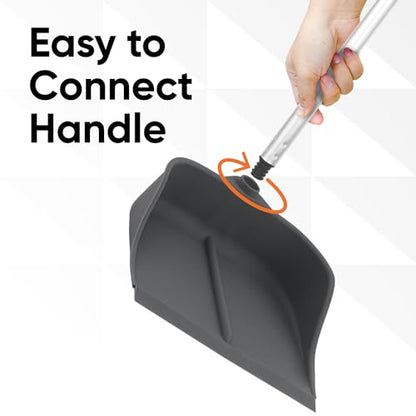 Silicone Dust Pan with Handle Lobby Dustpan with Long Handle Stand Up Dustpan, 35" Aluminum Long Handle, by Superio - style: Dustpan