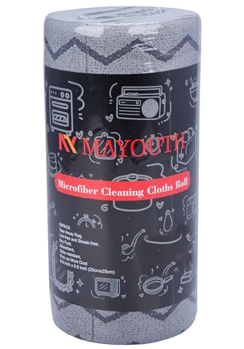 Microfiber Cleaning Cloths Roll 50-Pack Reusable Paper Towels for Car Wash Supplies Ultra Absorbent Kitchen Dish Rags House Window Cleaning Cloths Lint Free Tear Away (Navy Blue Wave Pattern) - color: Navy Blue Wave Pattern