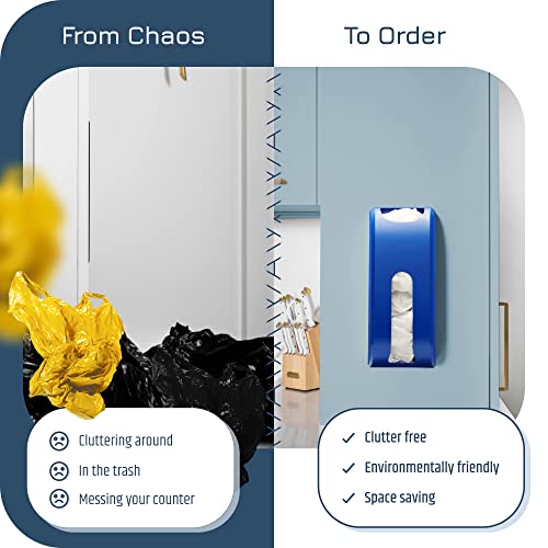Manterio Plastic Bag Holder | Durable Plastic Wall Mount Kitchen Grocery Bag Storage Organizer | Smudge Proof, Fingerprint Resistant | Blue - color: Blue