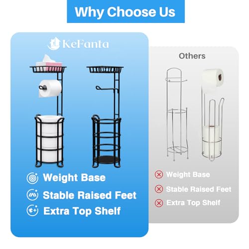 Shower Scrubber with Long Handle, 47'' Bathtub Scrub Brush, Toilet Paper Holder Stand with Shelf, Free Standing Tissue Roll Storage Rack