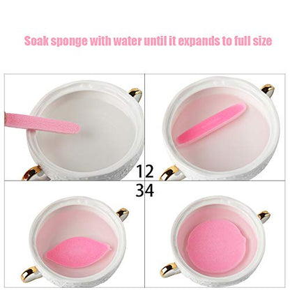 Facial Sponge Compressed,60 Pcs PVA Professional Makeup Removal Wash Round Face Sponges Spa Pads Exfoliating Cleansing for Women,Pink - color: Pink