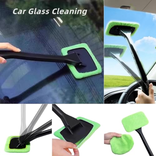 CRAFNEW Small Window Track Cleaning Kit, 20Pcs Multi-Purpose Household Cleaning Tools with Squeegee, Detail Brush & Reusable Microfiber Pads for Sliding Door, Glass, Bathroom Mirror, Auto Windshield