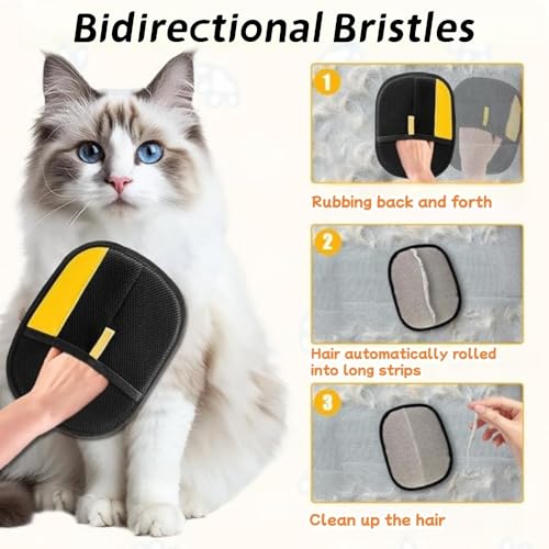 Purepath Hair Removal Glove, Electrostatic Pet Hair Removal Glove for Dogs & Cats Cat Hair Pure Path Remover Furniture Glove for Pet, Pet Hair Gloves for Clothing, Bed, Couch, Carpet, Car Seat - color: Black