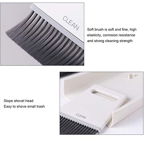 Mini Dustpan and Brush Set, Portable Snap on Design Desktop Cleaning Brush Handheld Crumb Sweeper for Sofa Car Kitchen (Gray White) - color: Gray White