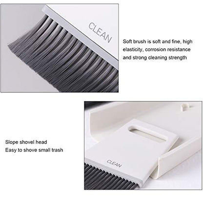 Mini Dustpan and Brush Set, Portable Snap on Design Desktop Cleaning Brush Handheld Crumb Sweeper for Sofa Car Kitchen (Gray White) - color: Gray White