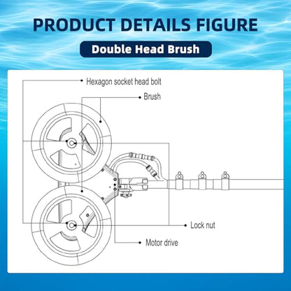 Solar Panel Cleaning Brush & Pole, 24 FT Water Fed Pole Kit with Telescopic Pole, Window Washing Kit, Solar Double-Head Automatic Cleaning Brush, with Lithium Battery and Power Converter - color: 24ft-double