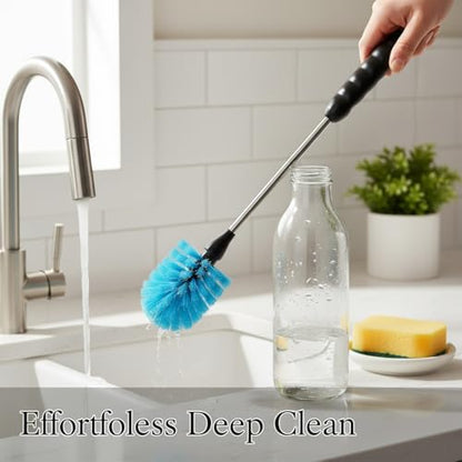 Long Handle Bottle Cleaning Brush for Narrow Neck Containers, Durable Nylon Bristles, Blue - size: 14.57 x 5.51 x 2.76 in