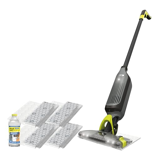 Shark VACMOP Cordless Hard Floor Cleaner, Vacuum and Spray Mop, Powerful Suction, Lightweight, LED Headlights, Includes 4 Disposable Pads, 12oz Multi-Surface Cleaning Solution, Gray, VM252 - color: Gray - 4 Pads