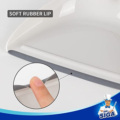 MR.SIGA Dustpan and Brush Set, Portable Cleaning Brush and Dustpan Combo with Bamboo Handle, White, 1 Set - color: White