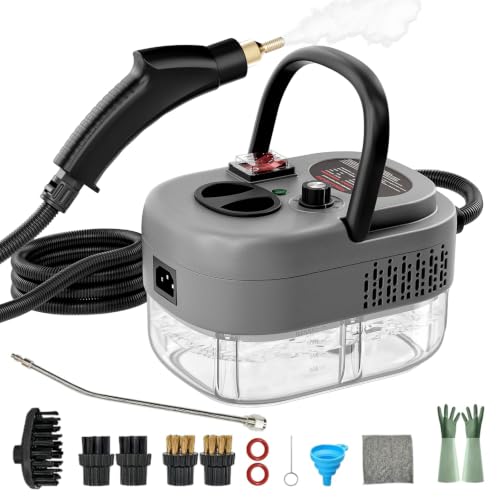 Steam Cleaner, Portable Pressurized Steamer for Cleaning with 14pcs Accessories, 6-Level Adjustable and 15s Heat-Up, Handheld Steam Cleaner for Home, Tile, Dirt, Grout, Grease, Car Detailing (Gray) - color: 1-Gray
