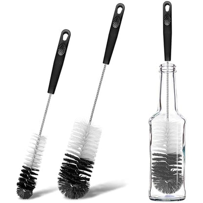 2 Pcs Bottle Brushes Set, Long Thin Flexible Bendable Flexible Cleaner for Narrow Neck Bottles, Water/Wine/Beer/Baby Bottles, Pipes, Tubes, Hoses, Teapots - Bendable & Dishwasher Safe - size: 14.8" standard