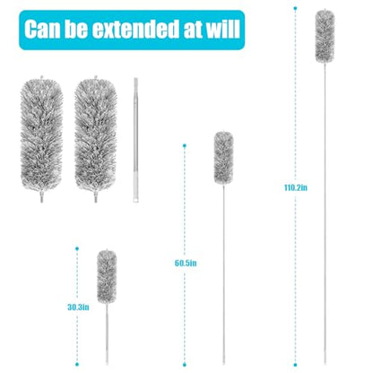 Feather Duster for Cleaning Extendable - Feather Duster for Cleaning The Indoor. 110 in Long Duster with Extension Pole for Clean Ceilings and Fans. Microfiber Duster for Blinds. Washable Dduster