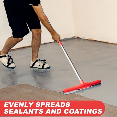 Floor Squeegee Scrubber Adjustable & Detachable Stainless Steel Handle Heavy Duty Household Broom EVA Foam Blade for Garage Courtyard Shower Bathroom Floor Marble Glass Tile Water Foam Cleaning
