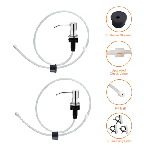 Sink Soap Dispenser, Kichen Sink Soap Dispenser, 47" Extension Tube kit, Under Sink Soap Dispenser Pump, No Need More Refills （Brushed Nickel, 2 Pack） - color: Brushed Nickel-2 Pack
