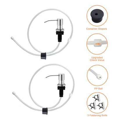 Sink Soap Dispenser, Kichen Sink Soap Dispenser, 47" Extension Tube kit, Under Sink Soap Dispenser Pump, No Need More Refills （Brushed Nickel, 2 Pack） - color: Brushed Nickel-2 Pack