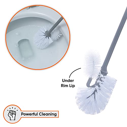 Superio Toilet Brush and Holder (1 Pack) Toilet Scrubber Bowl Cleaner Brushes Wand, Toilets Brush with Holder Caddy, Bathroom Cleaning Brush, Bowl Brush Set - color: Gray