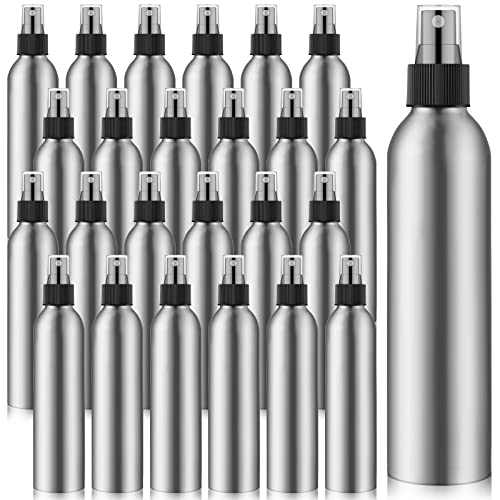Irenare 24 Pcs Small Spray Bottles Aluminum Fine Mist Spray Bottles Bulk Metal Essential Oil Storage for Perfume Toner Liquid Refillable Pump Vials Atomizer Containers for Room Travel(8 Oz) - size: 8 Oz
