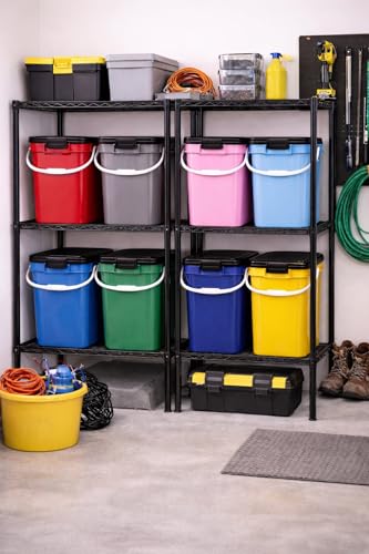House Naturals 4 Gallon Square Food Grade Plastic Bucket with Lid, Made in USA (Pack of 2) (Dark Green) - color: Dark Green