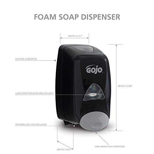GOJO FMX-12 Push-Style Foam Soap Dispenser,Black,for 1250 mL FMX-12 Foam Soap Refills - 5155-06,(Pack of 6) - size: 1 Count (Pack of 6)