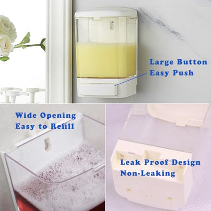 Manual Soap Dispenser Bathroom Kitchen Wall Mounted Commercial Soap Dispenser for Liquid Containers Shampoo Gel Chamber Plastic - (33.8 oz) 1000ml - color: White&transparent