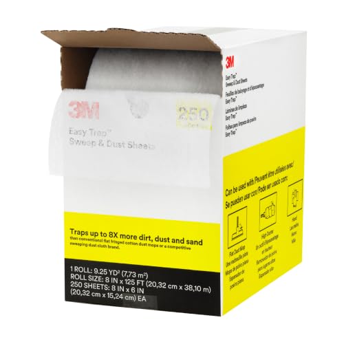 3M Easy Trap Sweep and Dust Sheets, 1 Roll of 60 8" x 6" Sheets, Disposable Easy Sweep Floor Duster, Picks Up 8x More Dirt, Dust, Sand, Hair, Works on Dry or Wet Surfaces, Hardwood Floors, 59152W - size: 1 Roll of 60 8" x 6" Sheets