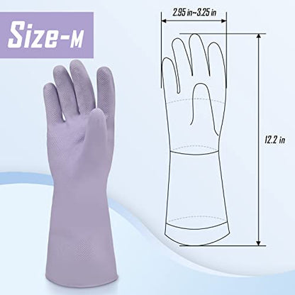 Cleanbear Reusable Dish Washing Rubber Glove Set of 3, Household Cleaning Gloves for Washing - color: Lilac, Grey, White, size: Medium