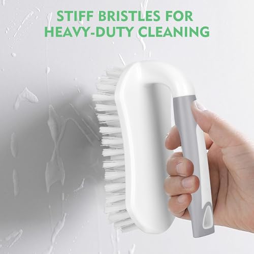 Scrub Brush 2 Pack, Heavy-Duty Scrub Brushes for Cleaning with Stiff Bristles Cleaning Brush for Shower, Bathroom, Carpet, Kitchen and Bathtub Scrubber