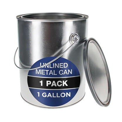 Master Elite 1 Gallon Unlined Empty Metal Paint Can Bucket with Lid, Bail Handle - Triple Tight Seal, 128 fl. oz. Steel Coating Storage Container Tin - Store Leftover Oil-Based Paint, Automotive, Art - size: 128-Fl Oz (Pack of 1)